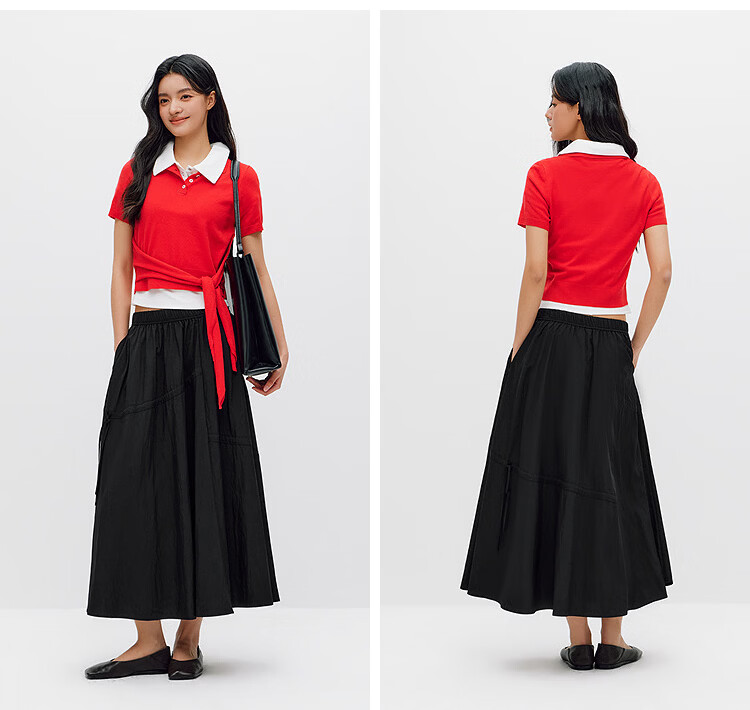 Semir Mall Same Style | Women's Summer 2026 Elegant Bowknot Long Skirt Pure White A-Line Skirt 101326120011 29