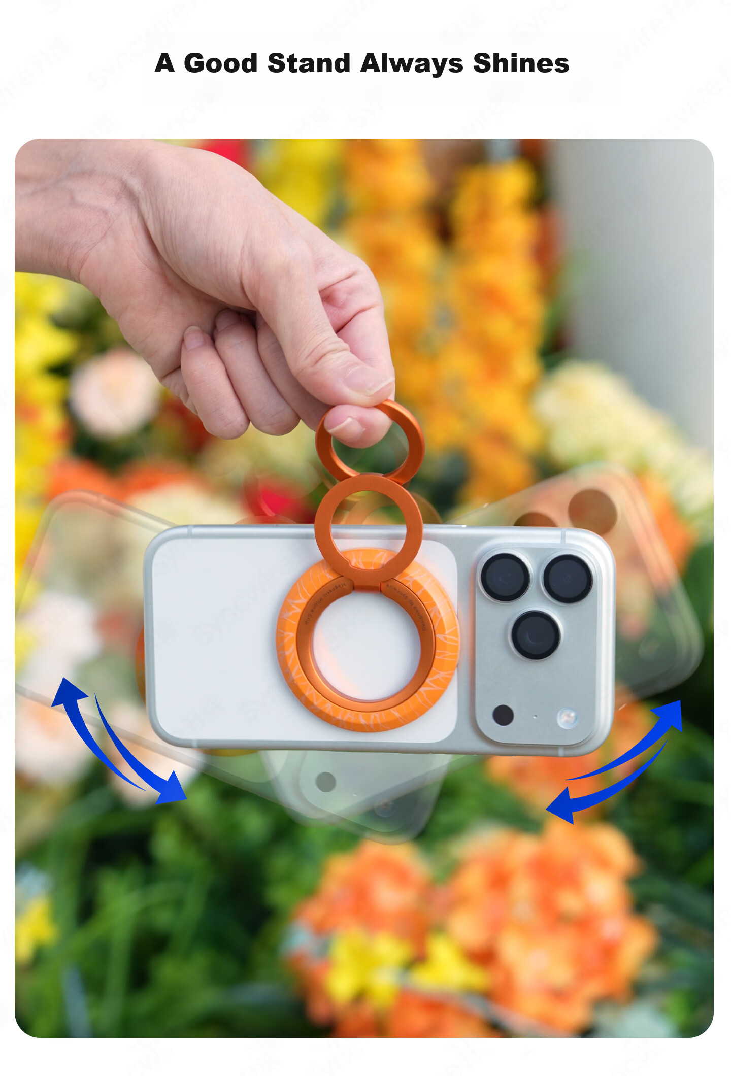 Dimensional Dual-Ring Phone Holder Pro Magnetic Ring Buckle Magsafe 360° Infinite Rotation Stress Relief Portable Adhesive for Apple Huawei Desktop Photography Tool 17