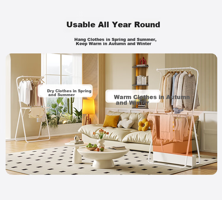 QIAONAMEI Floor Standing Clothes Drying Rack with Skirting Board, Coat and Hat Rack, Clothes Dryer, Quilt Drying Rack Model 4255 18