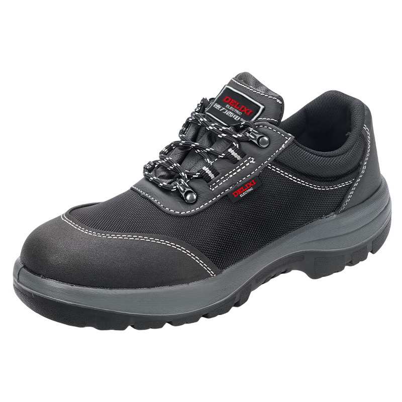 Delixi Electric Men's Safety Work Shoes Steel Toe Cap Steel Sole Puncture Resistant Waterproof Leather Non-slip Durable Work Shoes