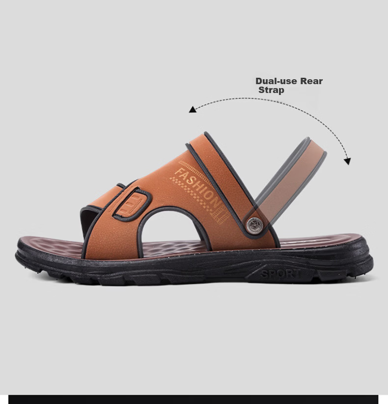 FOOTOPPO Men's Sandals 2026 Summer Non-Slip Beach Shoes Premium Leather Men's Dual-Purpose Sandals and Slippers 13