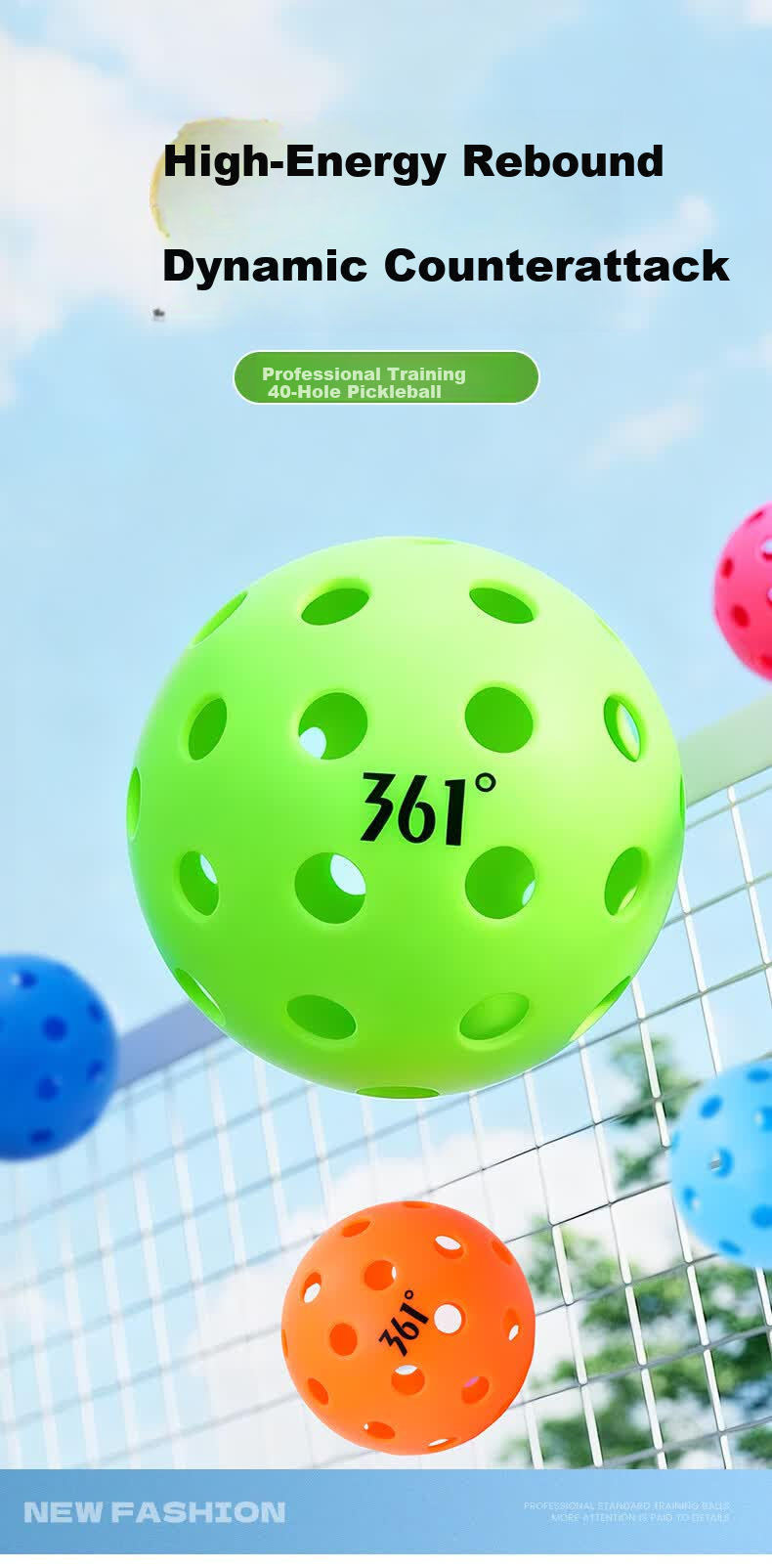 361° Pickleball Set High-Elastic Integrated Balls Outdoor Professional Competition Balls 4 Regular Balls + 2 Glow Balls 1
