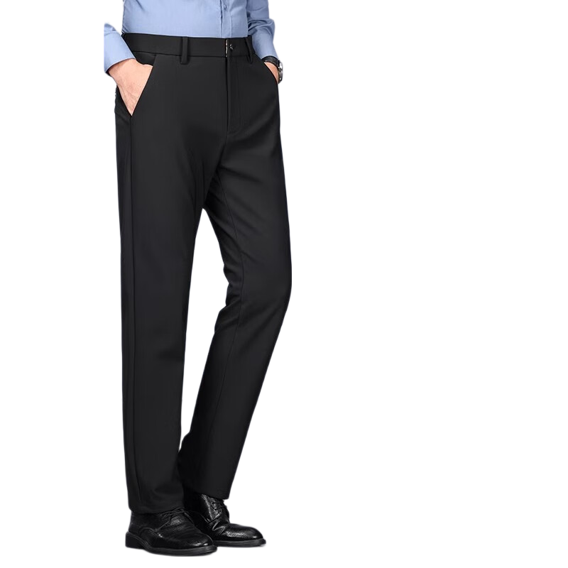 ROMON [Mulberry Silk] Premium Men's Casual Dress Pants Summer Lightweight Commuter Business Suit Trousers Navy Blue 35
