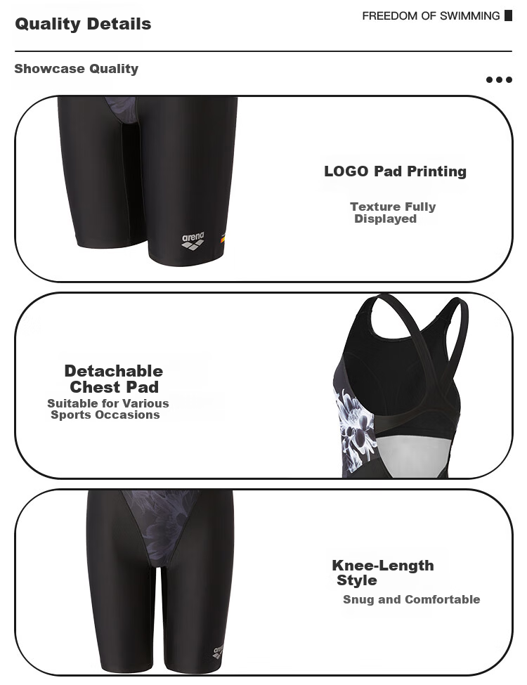 Arena Women's Premium One-Piece Knee-Length Swimsuit Professional Chlorine-Resistant Comfortable Sun-Protective Quick-Dry Swimwear 8