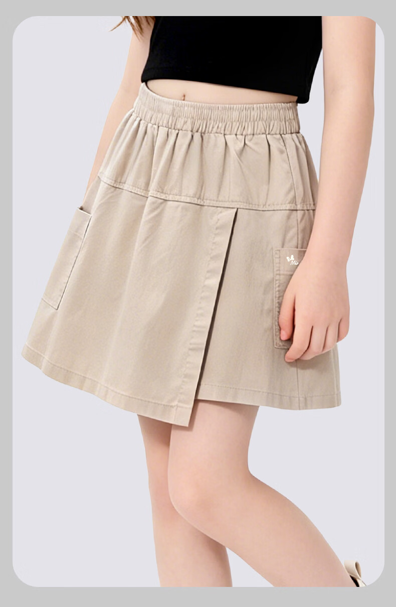 Disney Girls' Summer Skort New Children's Pants Fake Two-Piece Fashion Big Kids Shorts Korean Style 21A030 Khaki 150 1
