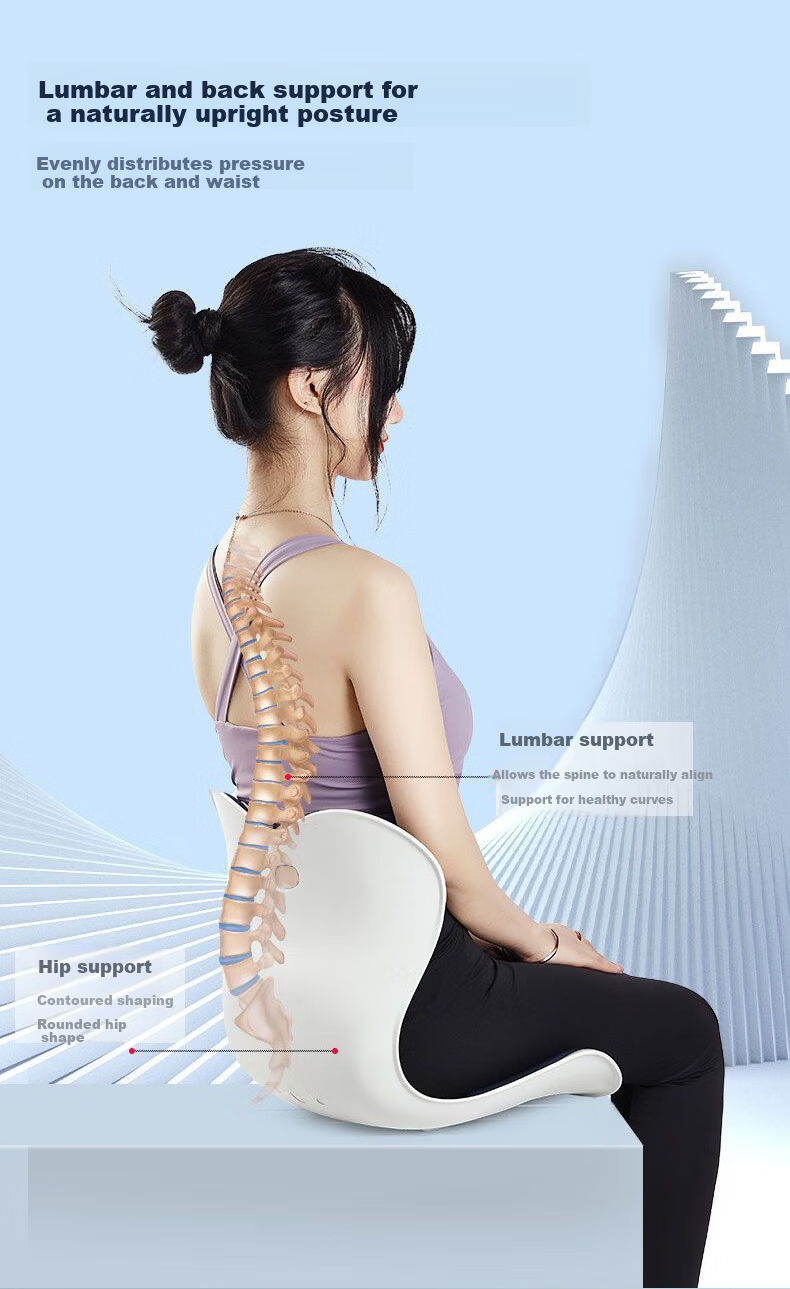 Gusi Lumbar Support Seat Cushion Integrated Backrest Ergonomic Breathable Chair Pad for Long Sitting Comfort 6