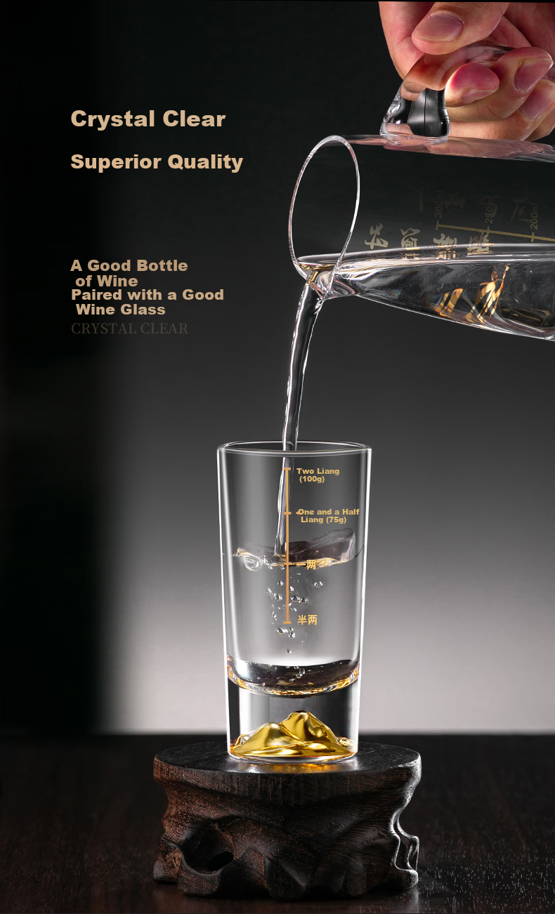 CRISTALGLASS Jinshan 60ml White Liquor Glass Set High-End Home Glassware with Graduated Decanter and Six Small Cups 6