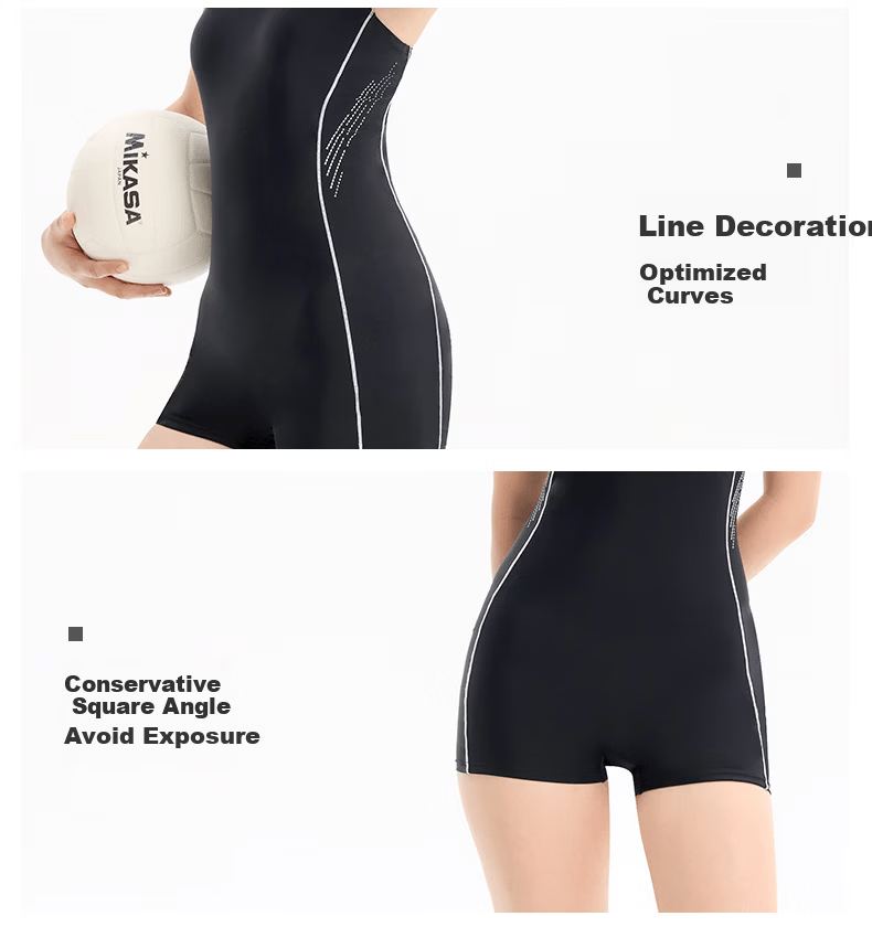 LI-NING Women's One-Piece Square Leg Professional Sports Swimsuit, Tummy Control, Slimming, Spa Vacation Swimwear 1471 Black 2XL 26