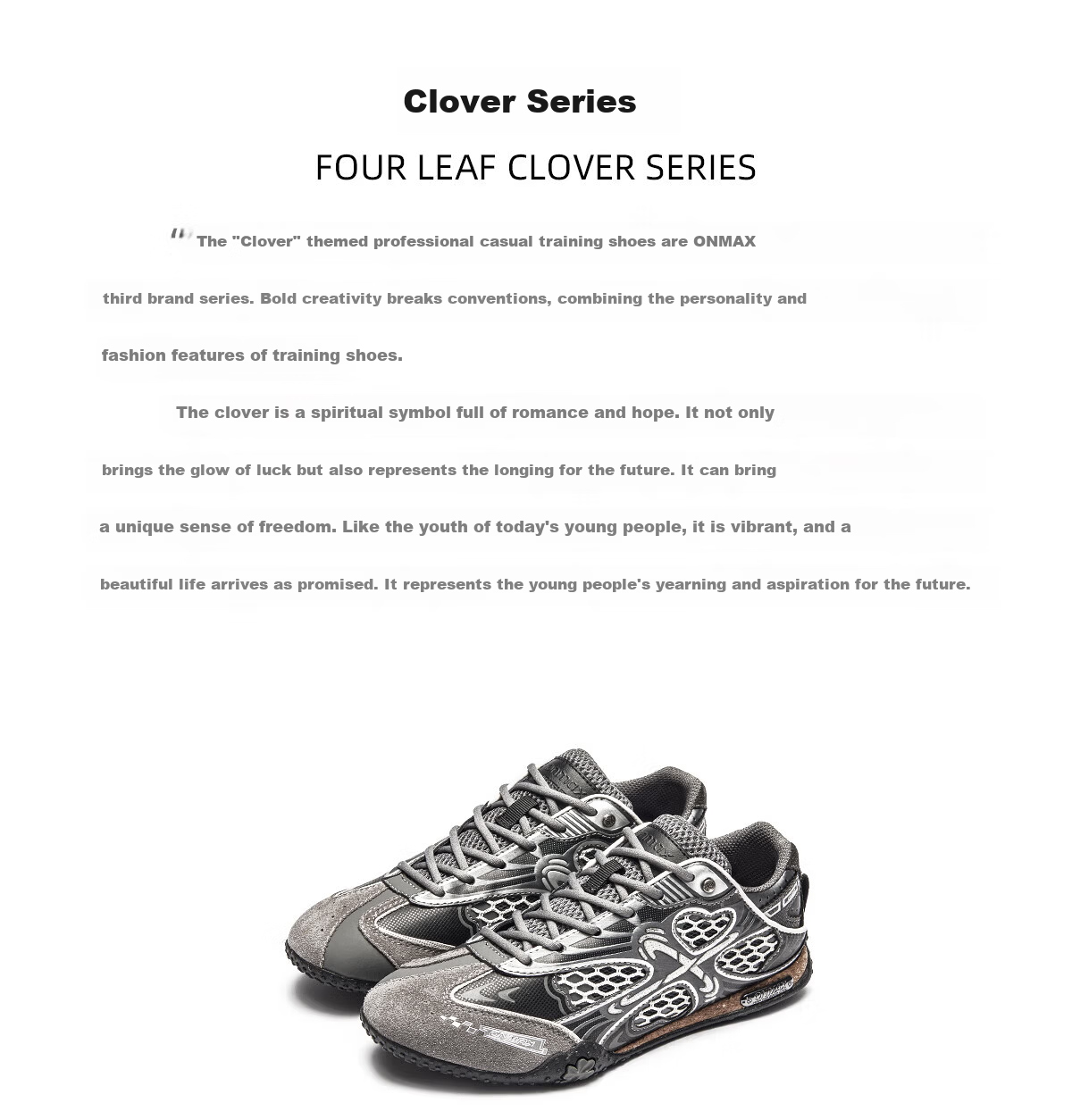 ON MAX 2026 Spring New Unisex Casual Sports Slip-On Clover Training Shoes Gray Size 35 3