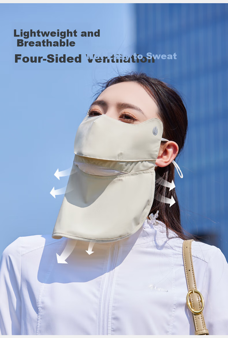 UV100 Taiwan Sun Protection Face Mask Summer UV Shield 3D Open Eye Corner Neck Guard Sun Protection Mask 25410 Germ Rice 5