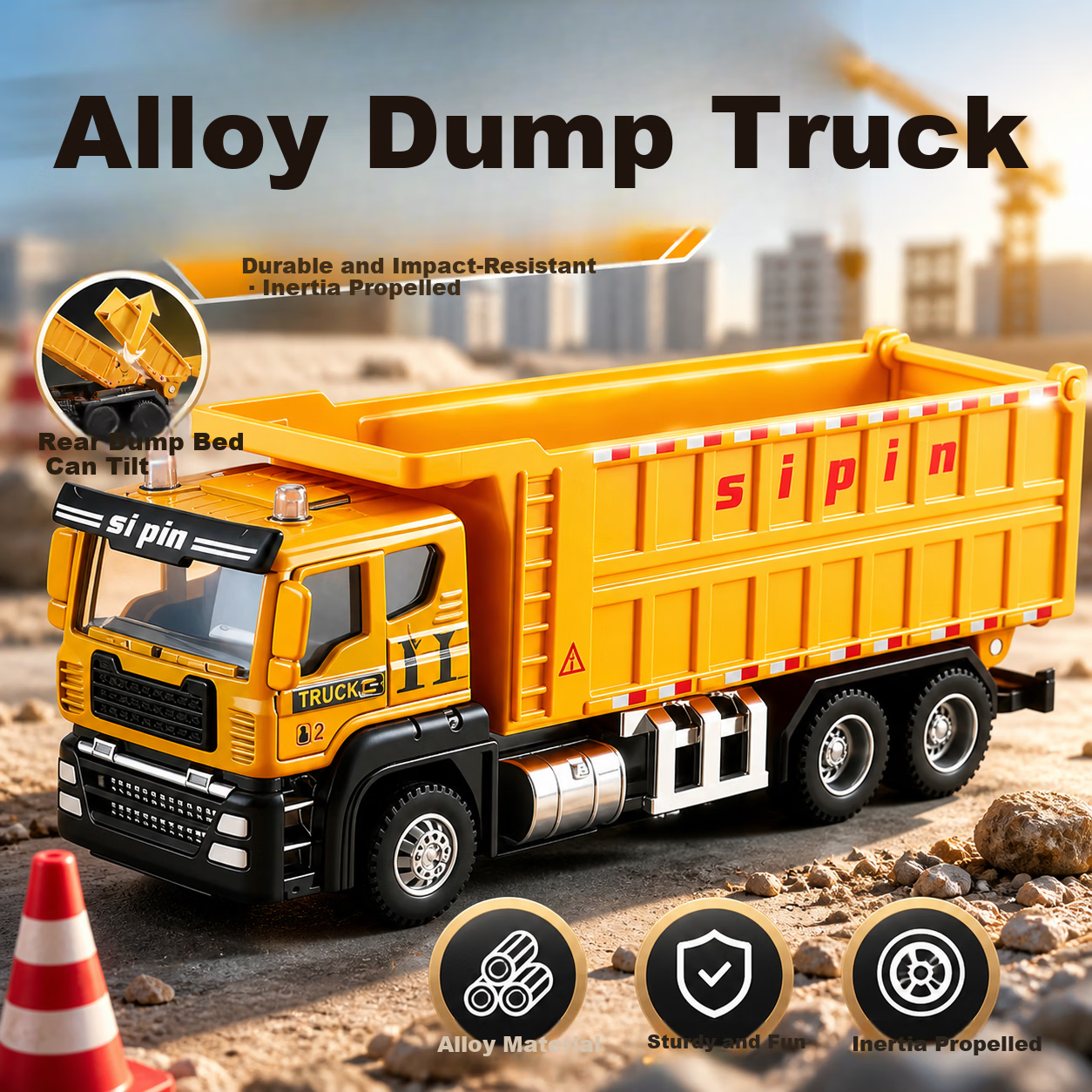 Lankupa Large Alloy Excavator Children's Toy Engineering Digging Machine Model Toy for Boys Ages 3-6 Back to School Gift
