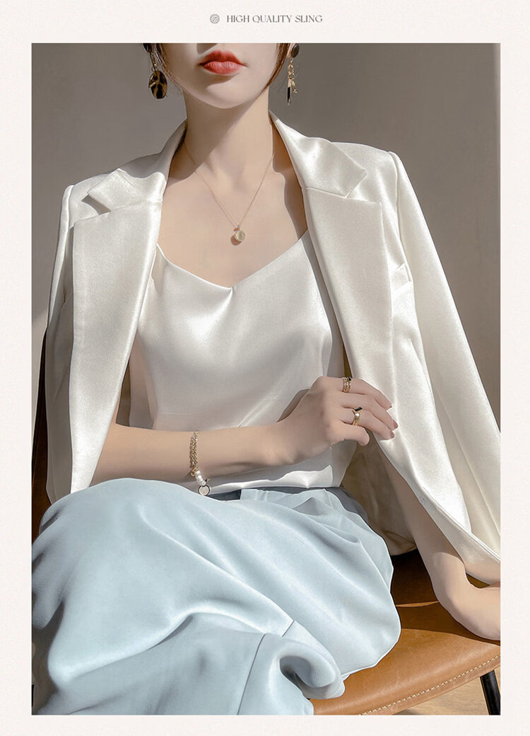 Tingmei Ice Silk Camisole Women's Suit Inner Wear Outer Wear Thin Backless Loose Summer White Top 10