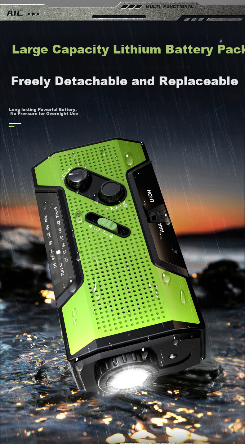 SHENYU Hand Crank Generator Radio Flashlight Emergency Outdoor Solar Multifunctional Charging Equipment Lighting Lamp 13