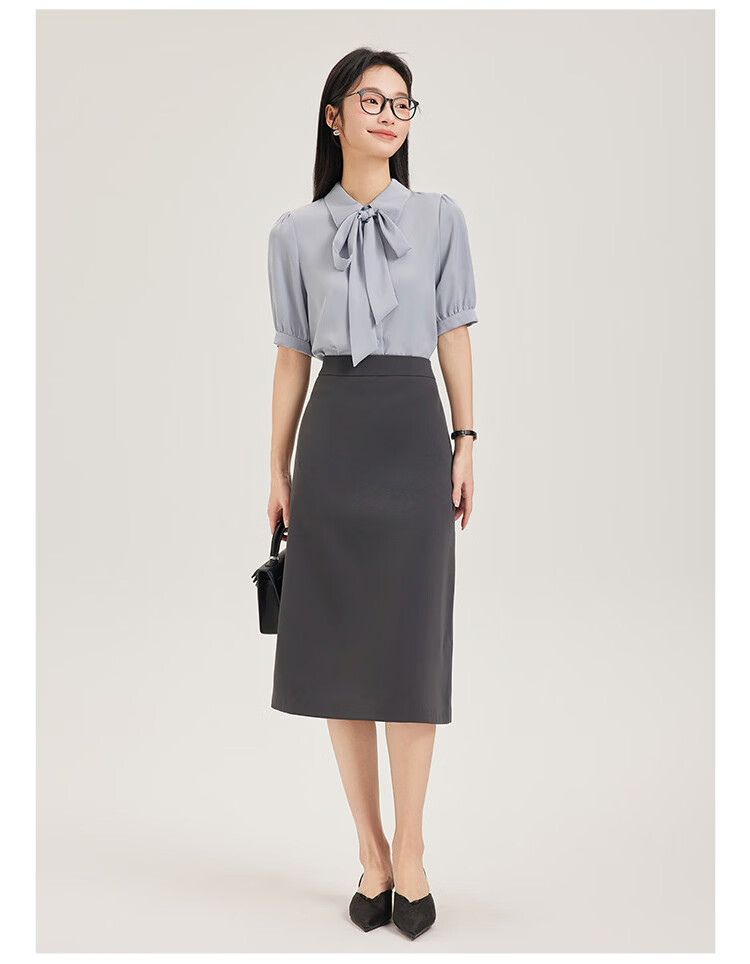 Dajiasi Blue Short Sleeve Shirt Women's Formal 2026 Summer New High-End Stylish Blouse Interview Shirt for Women 17
