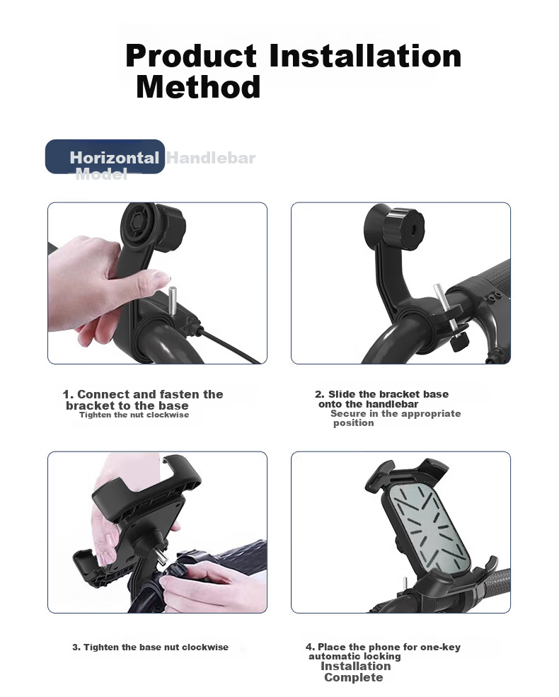 Peak Electric Vehicle Phone Holder Motorcycle Bicycle Delivery Rider Quick Lock Navigation Mount Cycling Gear 11