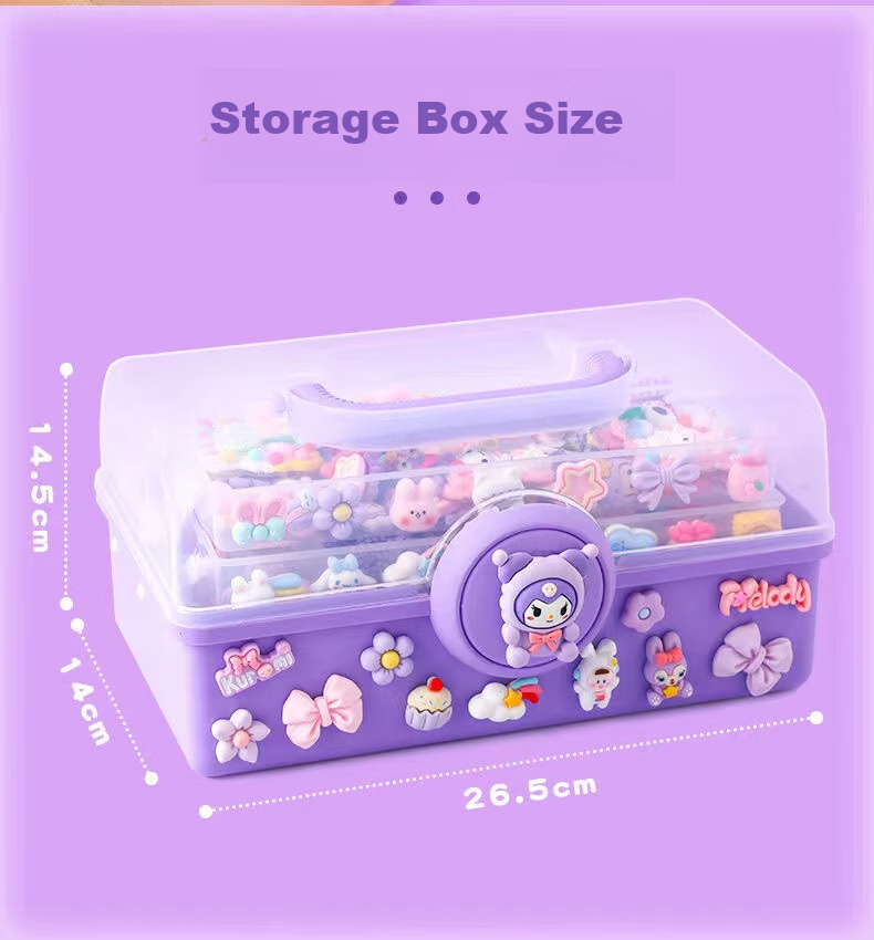 Danmiqi Kuromi Children's Jewelry Box DIY Hair Accessories Gift Box for Girls 6-10 Years Old Birthday Present Toy 6