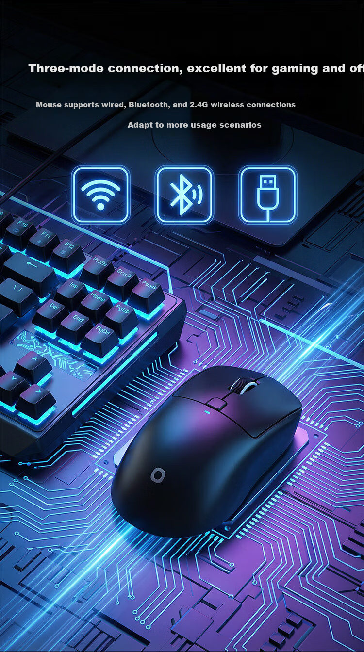 JD Jingzao M7 Gaming Edition 8000Hz Wireless 8K Gaming Office Tri-mode Ergonomic Laptop Mouse 3395 Sensor Black 7