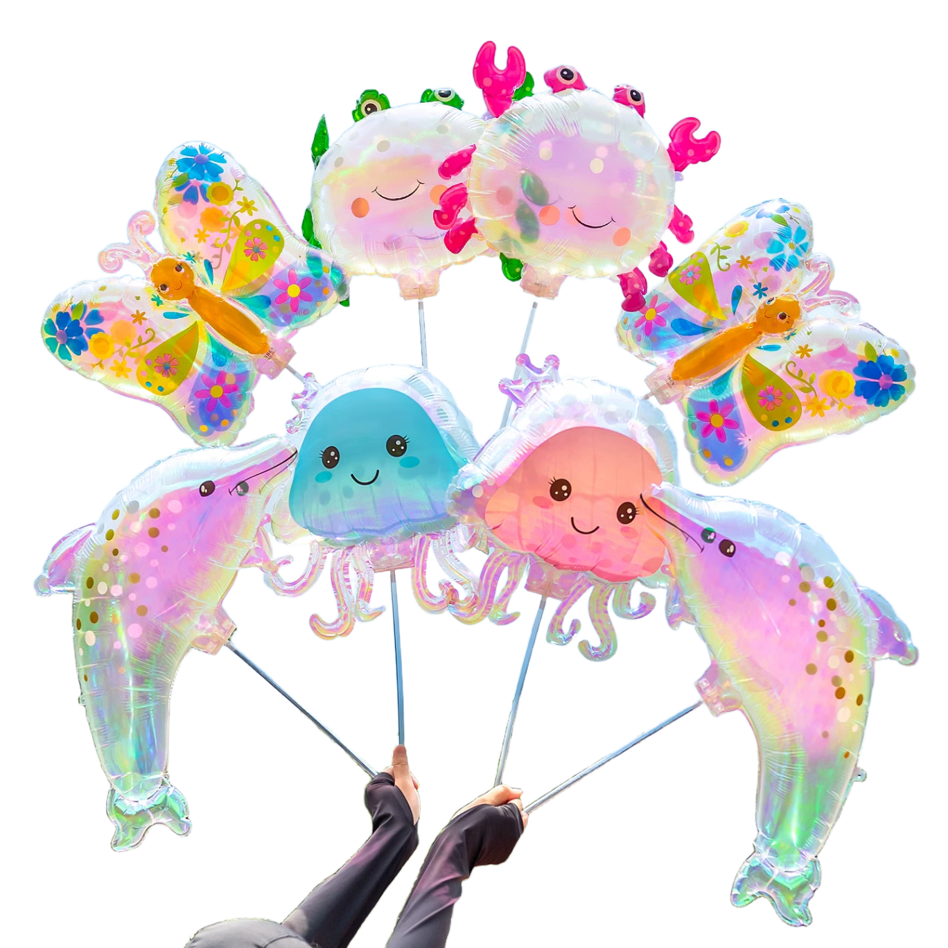 Kuyibao Colorful Balloon Clips, Set of 10, Handheld, for Sports Events, Creative Atmosphere, Ceremonial Setup, Birthday Decorations