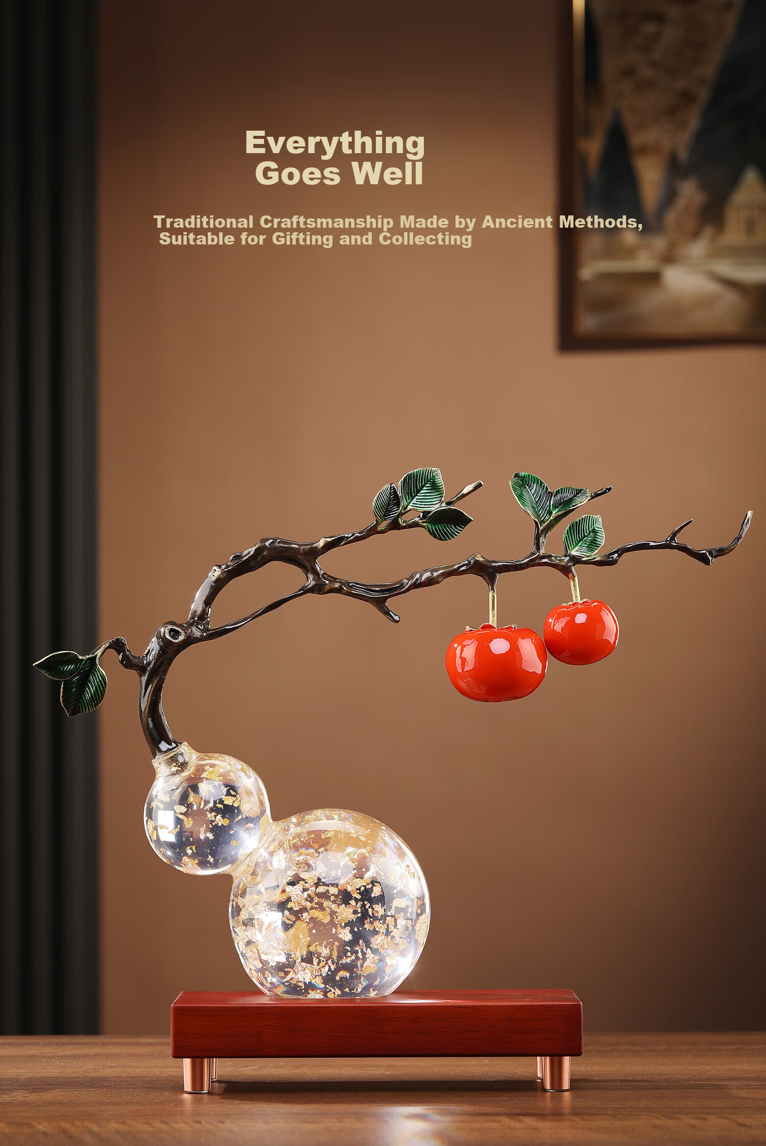 Daming Copper Craftsman New Chinese Style Gourd Ornament Everything Goes Well Living Room Entrance Decoration Opening Housewarming Moving Gift Handicraft 1
