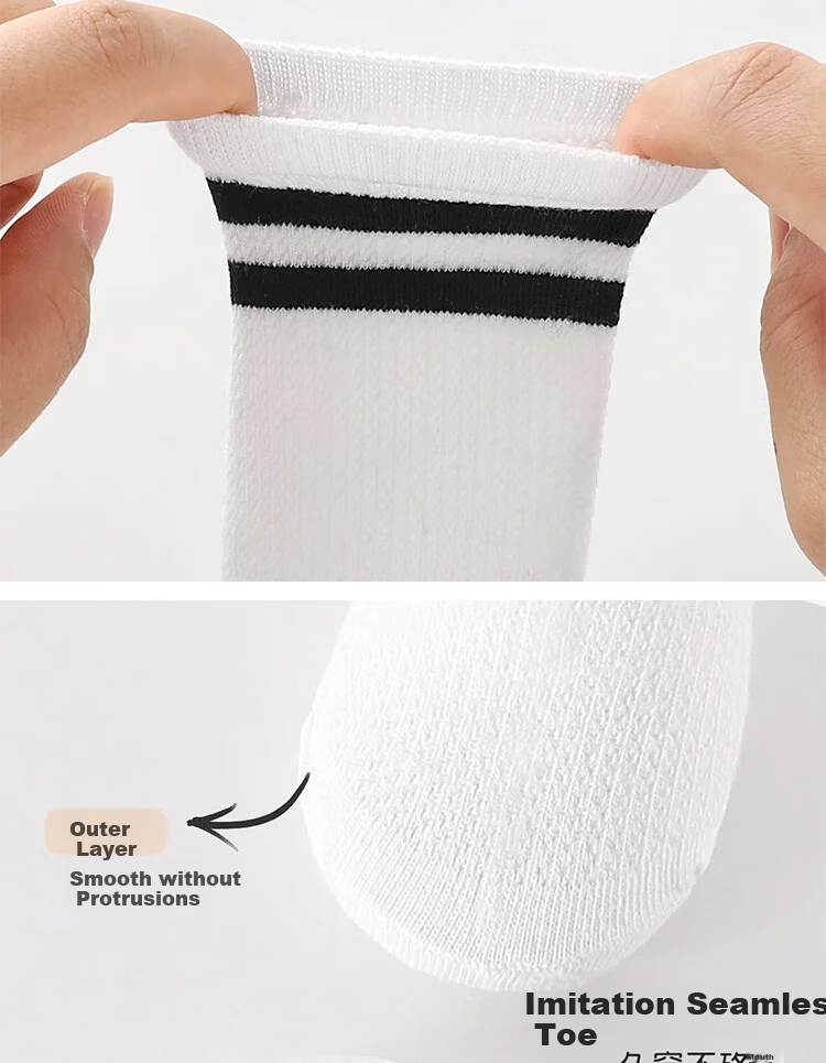 Babu Bean Kids Mesh Socks Spring Summer White Student Football Socks Breathable Mid-Calf Socks Calf Socks White 12-14cm 6