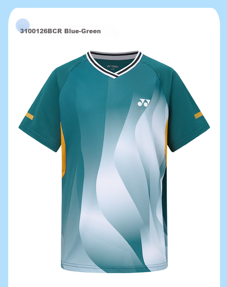 YONEX Badminton Shirt Youth Kids Competition Training Sweat-Absorbing Sports Short Sleeve T-Shirt 3100126BCR Blue Green J160 6