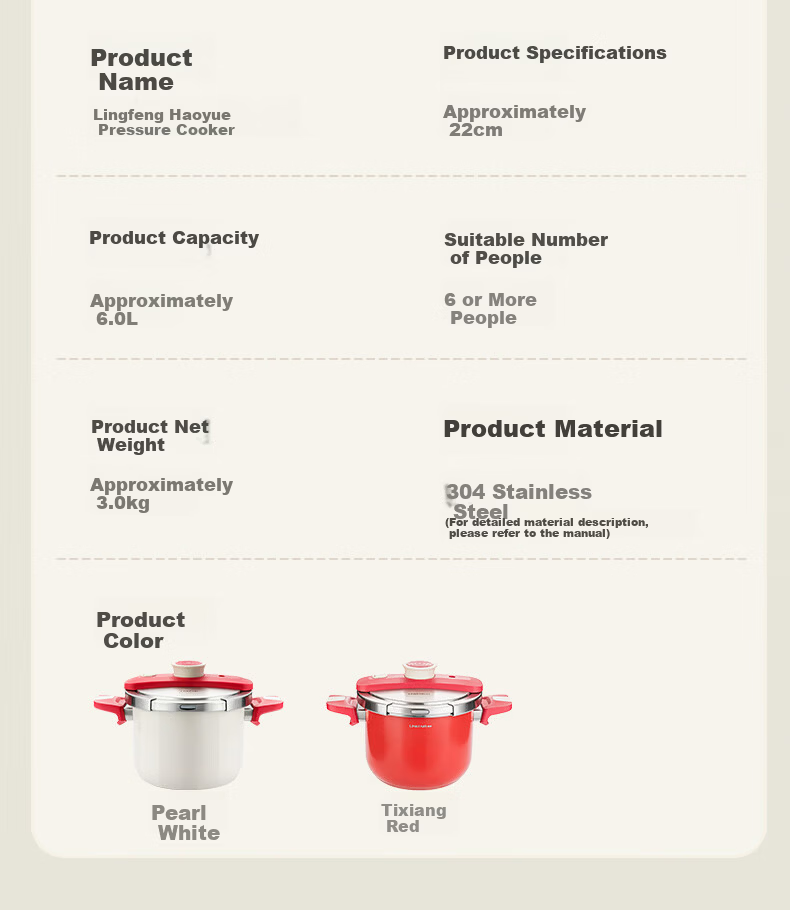 LINKFAIR High-Pressure Cooker Household Stainless Steel Explosion-Proof One-Touch Pressure Cooker Compatible with Gas and Induction Cookers 17