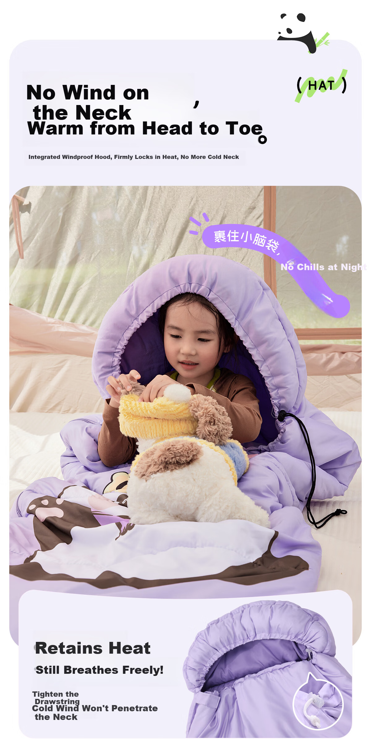 CAMEL Kids Sleeping Bag Student Nap Sleeping Bag Cold-Resistant Warm School Classroom Anti-Kick Quilt Winter Outdoor Camping 9