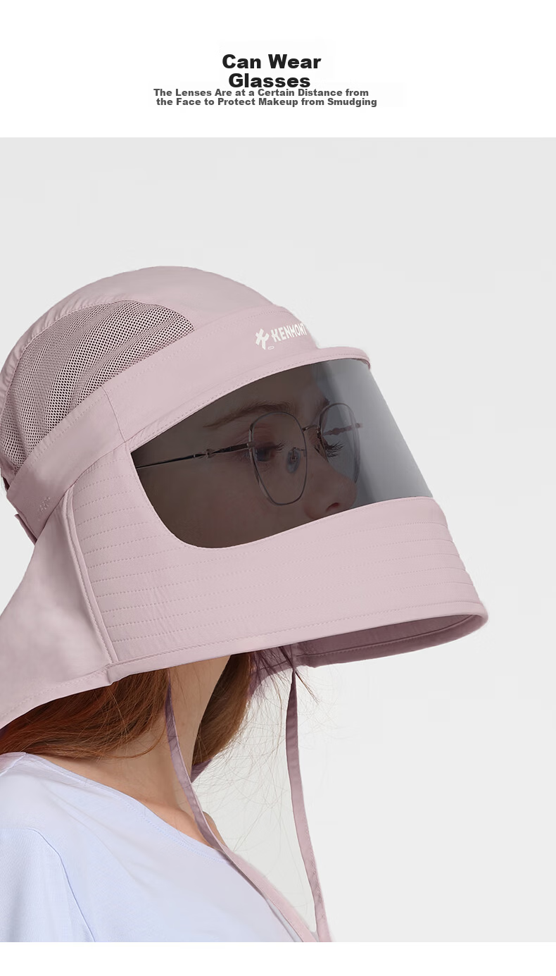 Kenmont All-in-One Medical Aesthetic Sunscreen Hat for Women UV Protection Breathable Full Face Sun Hat with Neck Guard 6130 12