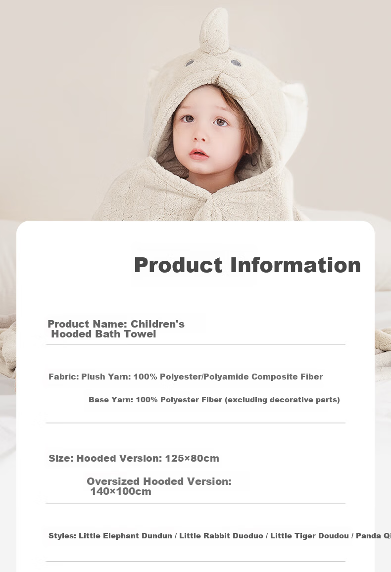 BABYGREAT Baby Hooded Bath Towel Children's Bath Cape Newborn Hooded Swaddle Coral Fleece Absorbent Quick-Dry 18