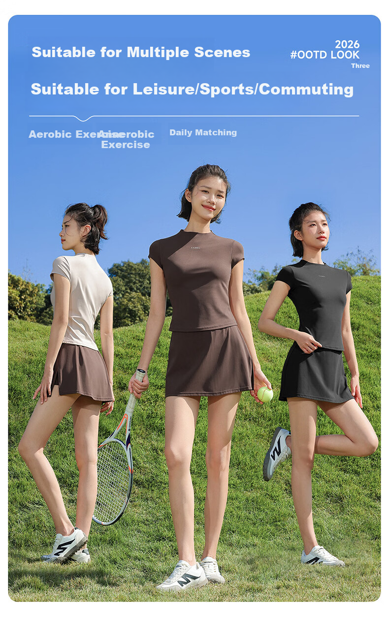 CAMEL Yoga Sun Protection Quick-Dry Breathable Anti-Exposure Sports Shorts Skirt for Women Y26BAWL6015 Phantom Black L 10