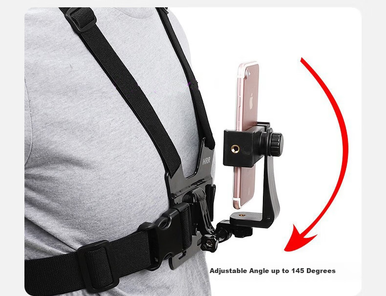 40,000 Kilometers Outdoor Extreme Sports Camera Accessories Cycling Chest Strap Mobile Phone Mount Single Shoulder Strap Phone Shooting Bracket 8