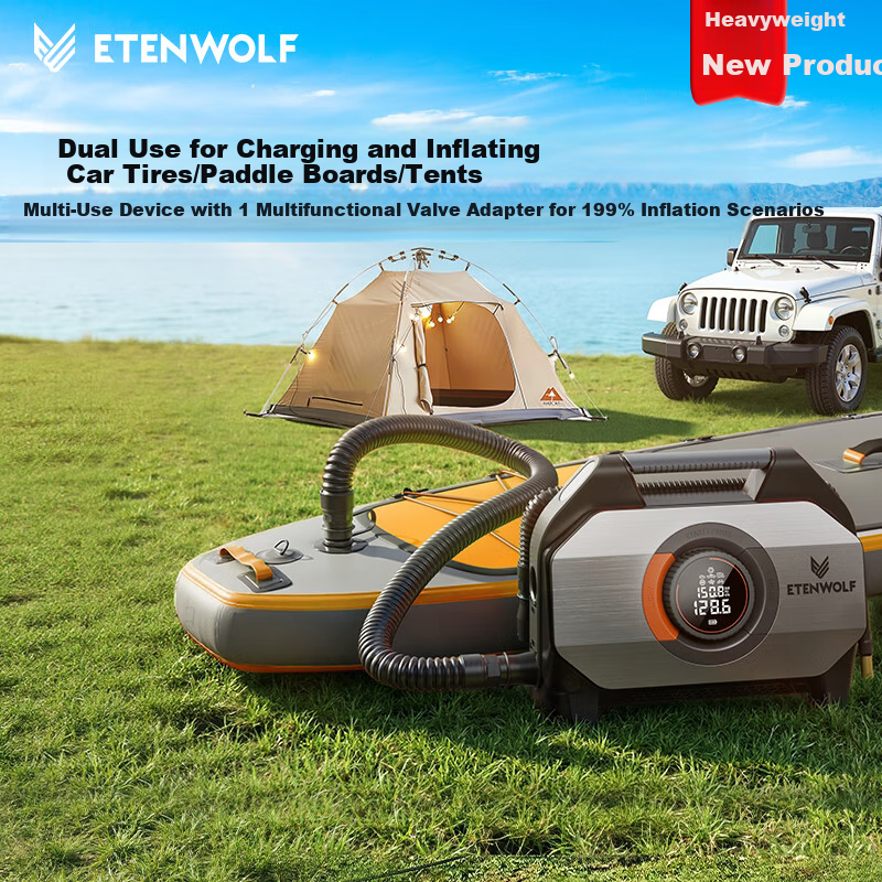 ETENWOLF S6se Car Inflator Pump for Paddle Boards, Tents, Air Mattresses - Outdoor Camping, Japan-Korea Export