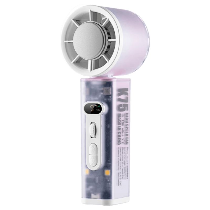 Bashidai Mini Handheld Fan Portable Oscillating Semiconductor Cooling Long Battery Life Digital Display 100-Level Stepless Speed Desktop Cooling Pad High-Speed Cooling Device with Lighting Pink