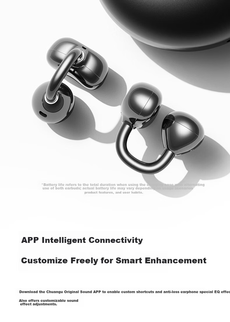 Chuangu 2026 New AI Simultaneous Translation Bluetooth Bone Conduction True Wireless Ear Clip Translator Comfortable Non-In-Ear Sports High-Quality Sound 23