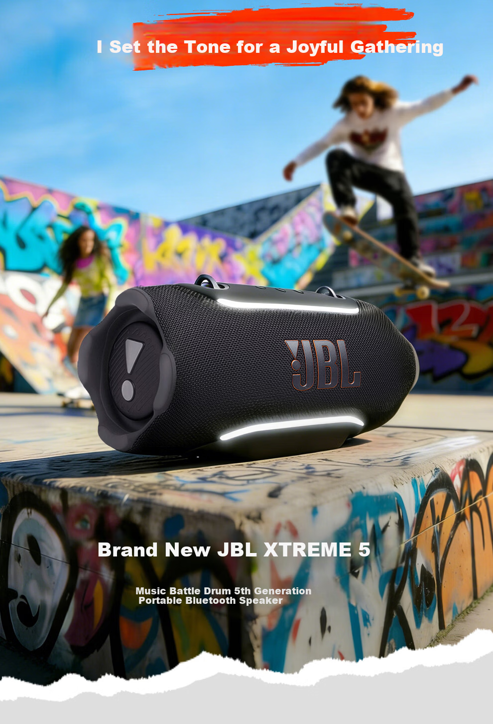 JBL XTREME 5 Bluetooth Speaker Outdoor Portable Party Speaker Bass Subwoofer 520 Gift Atmosphere Speaker AI Sound Black 2