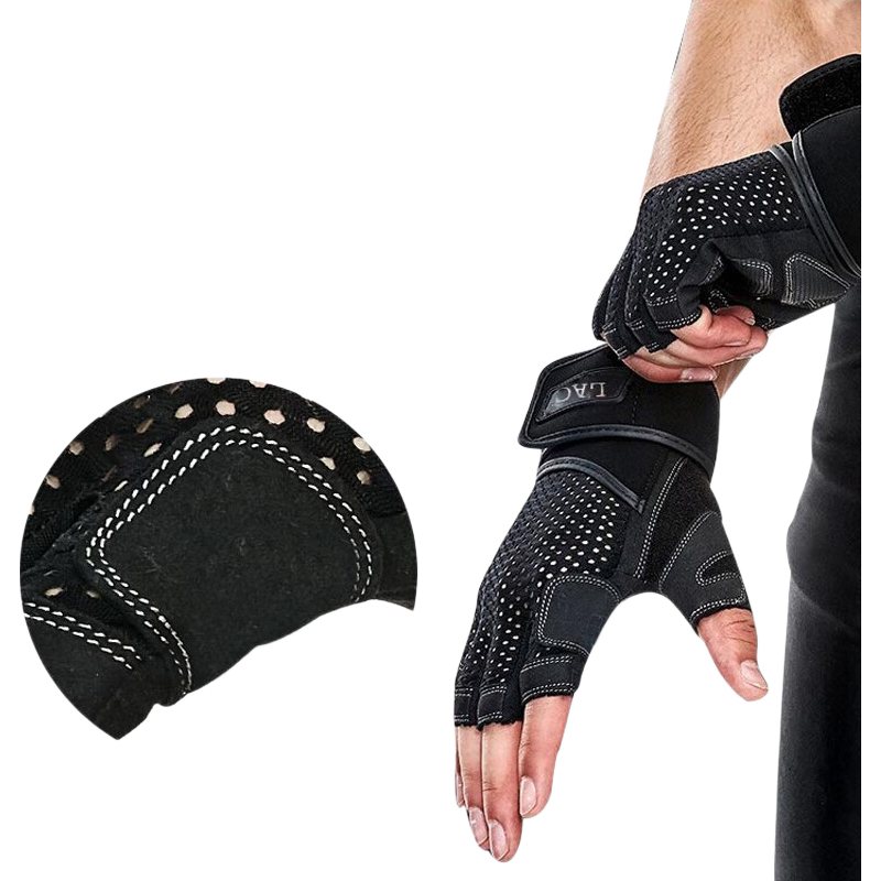 Duweike Fitness Gloves Half Finger Boxing Wrist Wrap Pull-up Training Equipment Deadlift Anti-slip Callus Prevention M