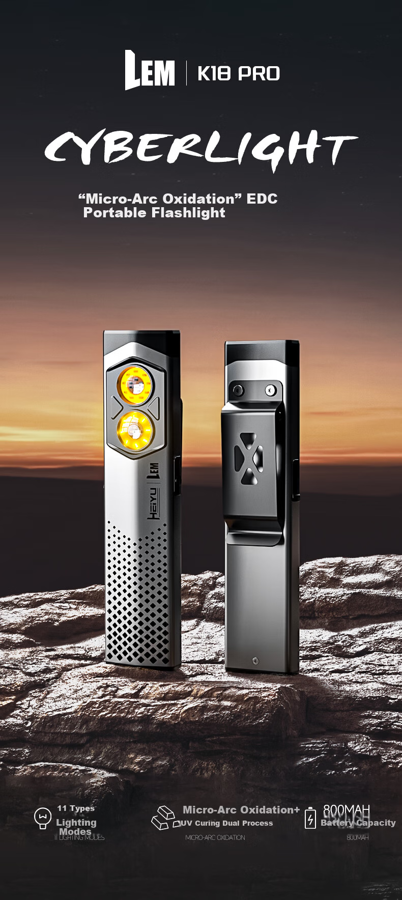 LEM High-Power Rechargeable Mini Portable Flashlight UV Light EDC Outdoor Patrol Magnetic Work Light 1
