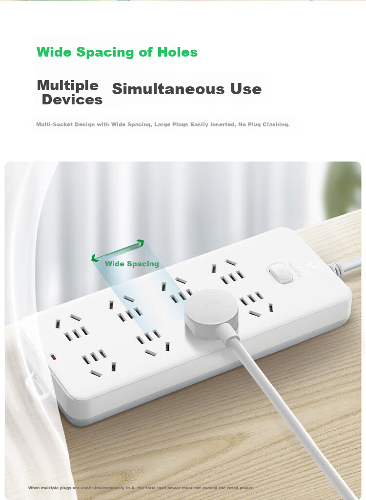 Bull Power Strip Socket Extension Board (Overload Protection) 10A 250V 8-Outlet Master Control 3M Large Spacing Design Safe and Durable GN-217 1