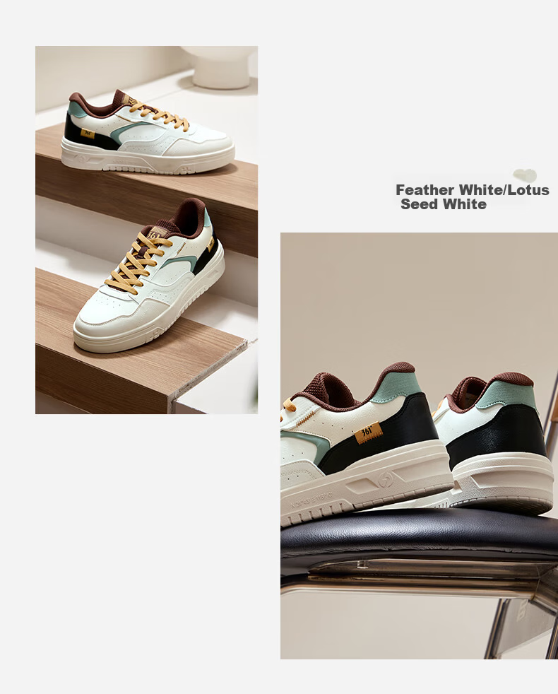 361° Men's Sports Shoes Spring Summer New Retro Leather Basic White Casual Sneakers 672616619-5 73