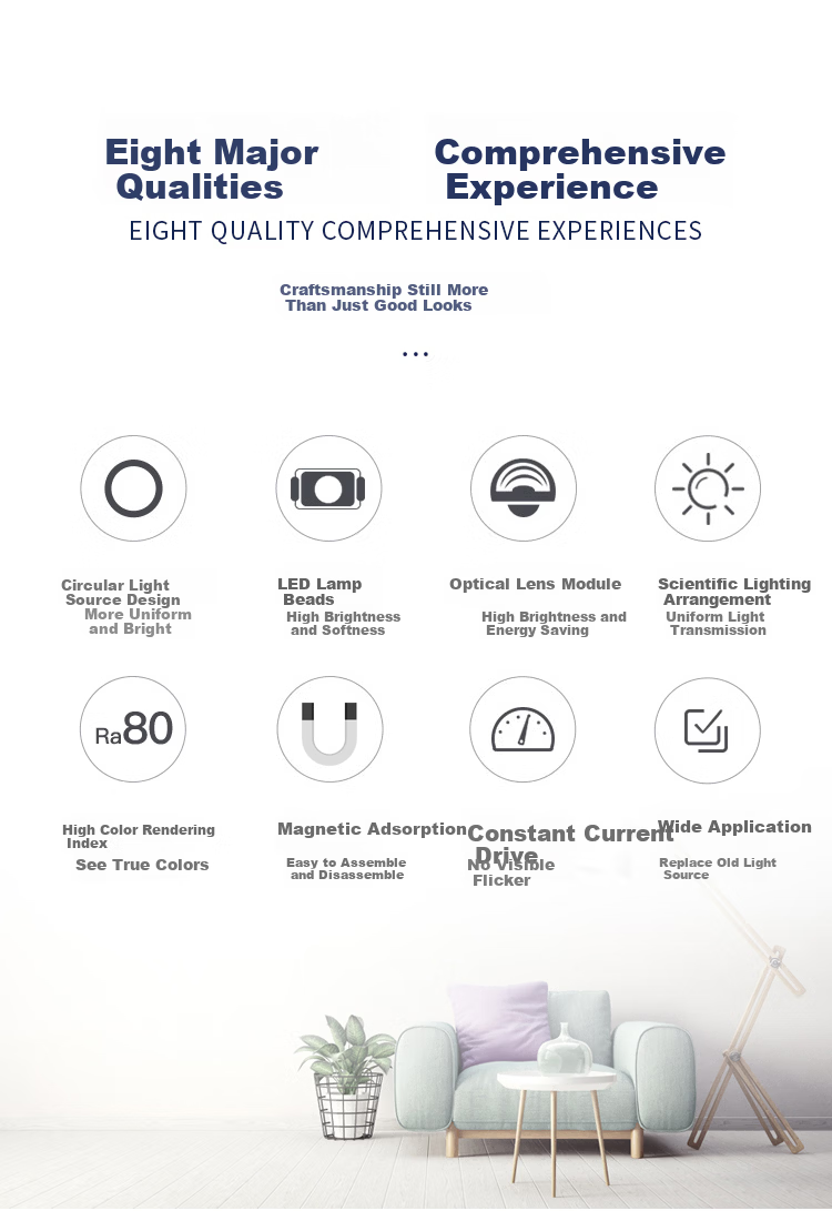 ROLin LED Ceiling Light Core, Full Spectrum LED Light Strip, Can Replace Light Panel, Light Source Module, 40cm 50W, Three-Color Dimming 2