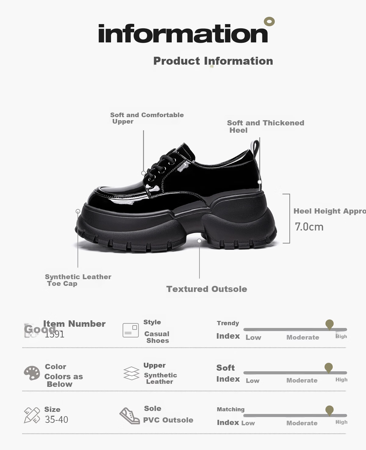 Huili Women's Fashionable Versatile British Style Loafers, Thick-Soled Heightening Comfortable Casual Women's Shoes, Black, Size 36 6