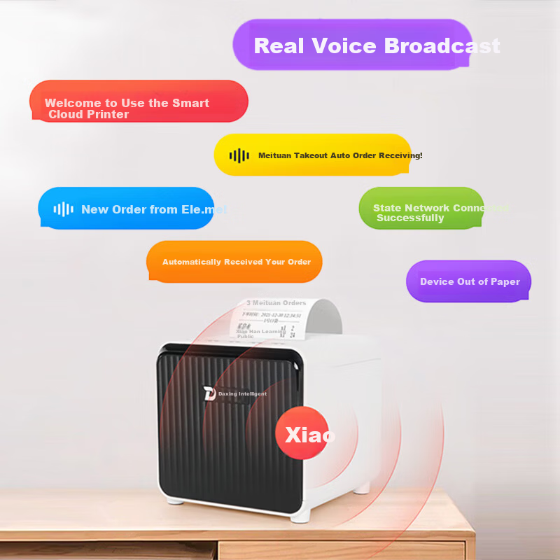 Daqu Smart Takeout Printer Meituan JD Douyin Eleme Taoshangou Seconds Delivery Fully Automatic Order Receipt Bluetooth Wireless Cloud Printer P7 WIFI White