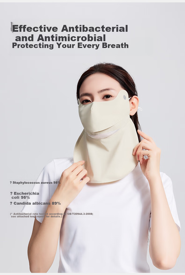UV100 Taiwan Sun Protection Face Mask Summer UV Shield 3D Open Eye Corner Neck Guard Sun Protection Mask 25410 Germ Rice 4