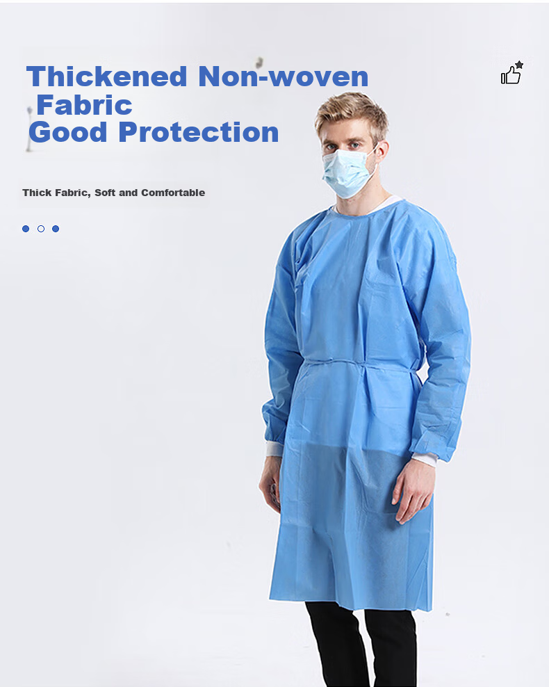Beifute Disposable Isolation Gown Protective Clothing Blue Reverse Thickened SMS Non-woven Isolation Suit SMS 45g [Thickened 10 Pieces] 3