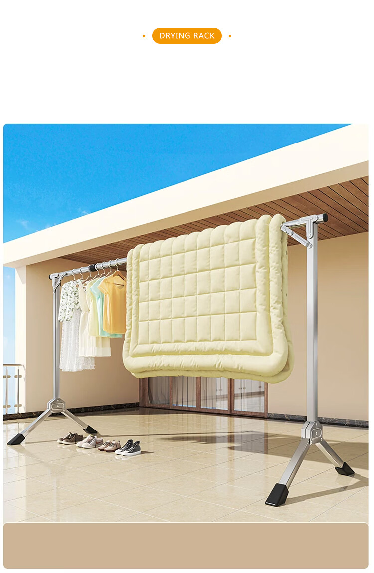 Huakai Star Floor-Standing Balcony Clothes Drying Rack Foldable Extendable YJ181 1.6m Adjustable Clothes Hanger No Installation Needed 13