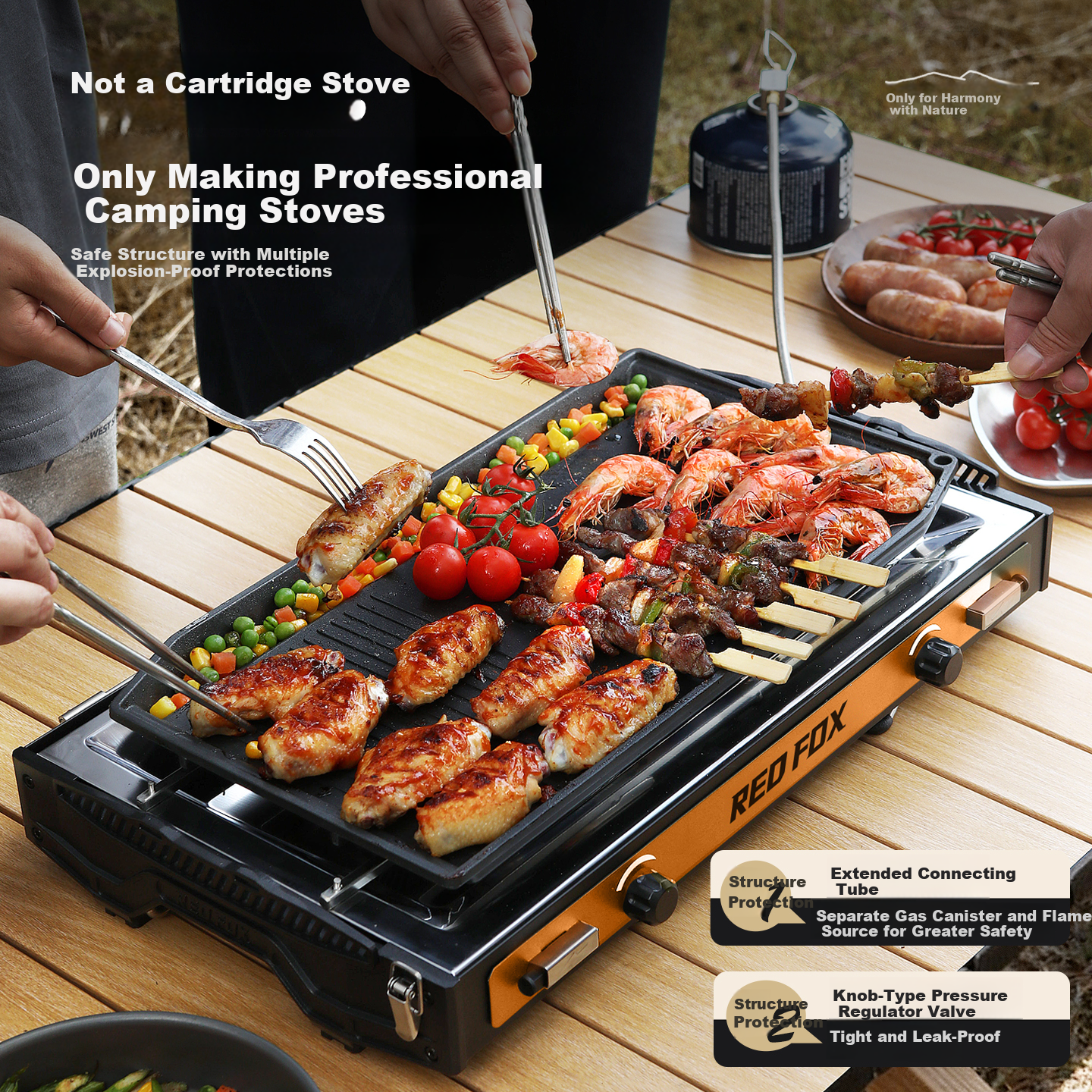 E-Rover AIR Outdoor Camping Stove Portable Split Gas Stove Double Burner Cassette Stove Set