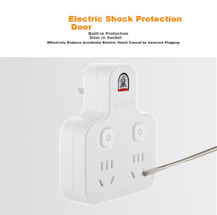 Bullet Head 1-to-2 Socket/Separate Control Switch/1-to-Multiple Power Converter/Pin-Shaped Adapter/2-Outlet Wireless Socket/Power Strip TS-555DK 4