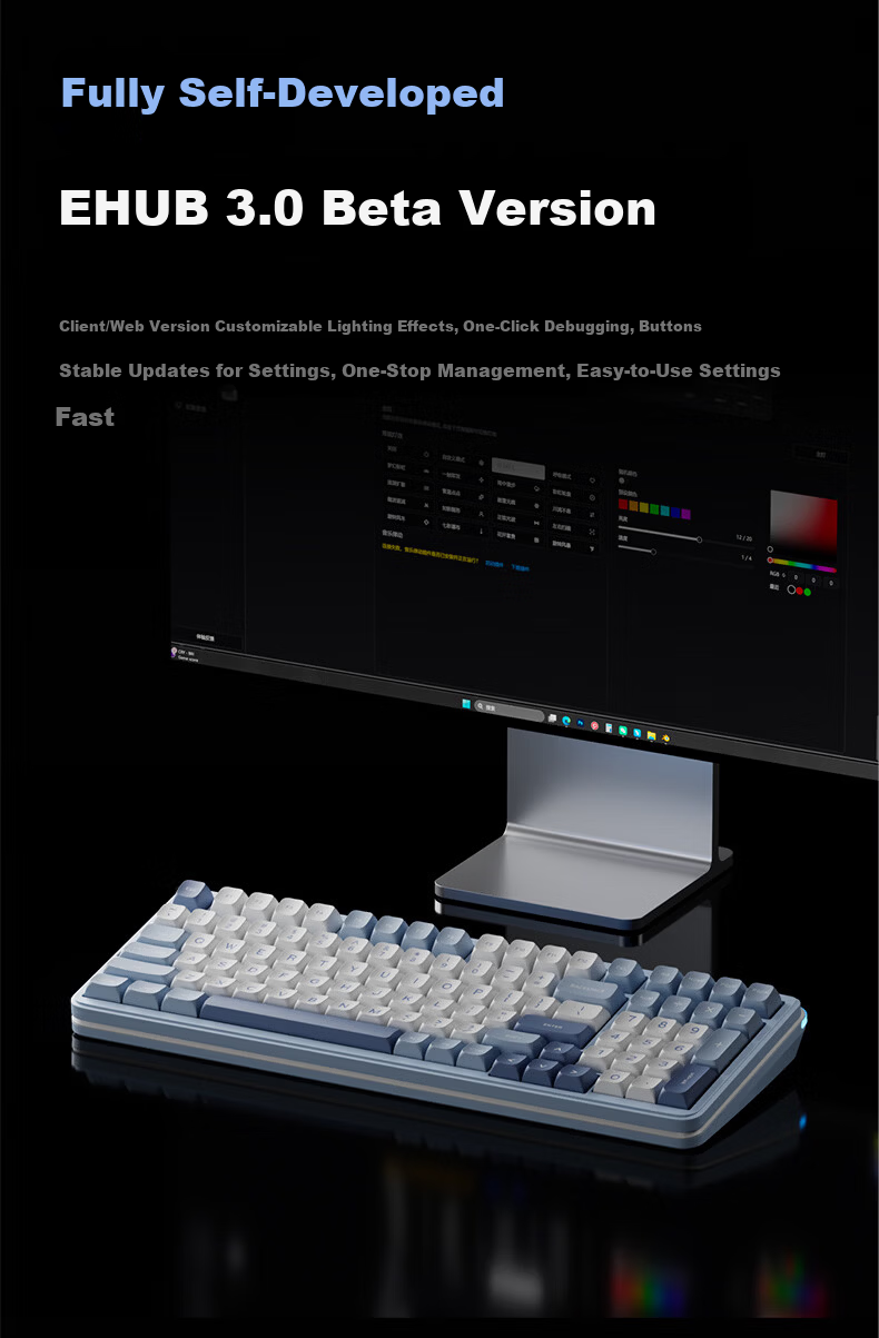 EWEADN ES98 Wireless Custom Mechanical Keyboard Wired Bluetooth Tri-Mode Gaming Office Dual 8K Report Rate Gasket Structure Hot-Swappable Full-Key Laptop Peripheral 11