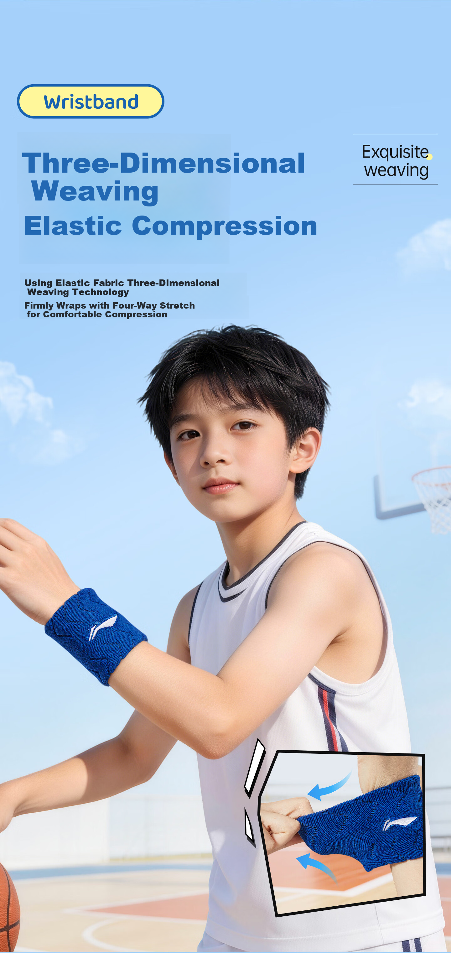 Li-Ning Kids Sports Wristband Sweat-Absorbing Wrist Towel for Badminton Basketball Volleyball Tennis Tendonitis Wrist Injury Support 5