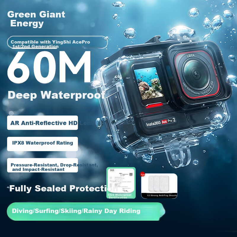 Llano Waterproof Case for Insta360 Ace Pro2 Ace Pro Diving Protective Cover 60m Professional Waterproof Sports Camera Accessory